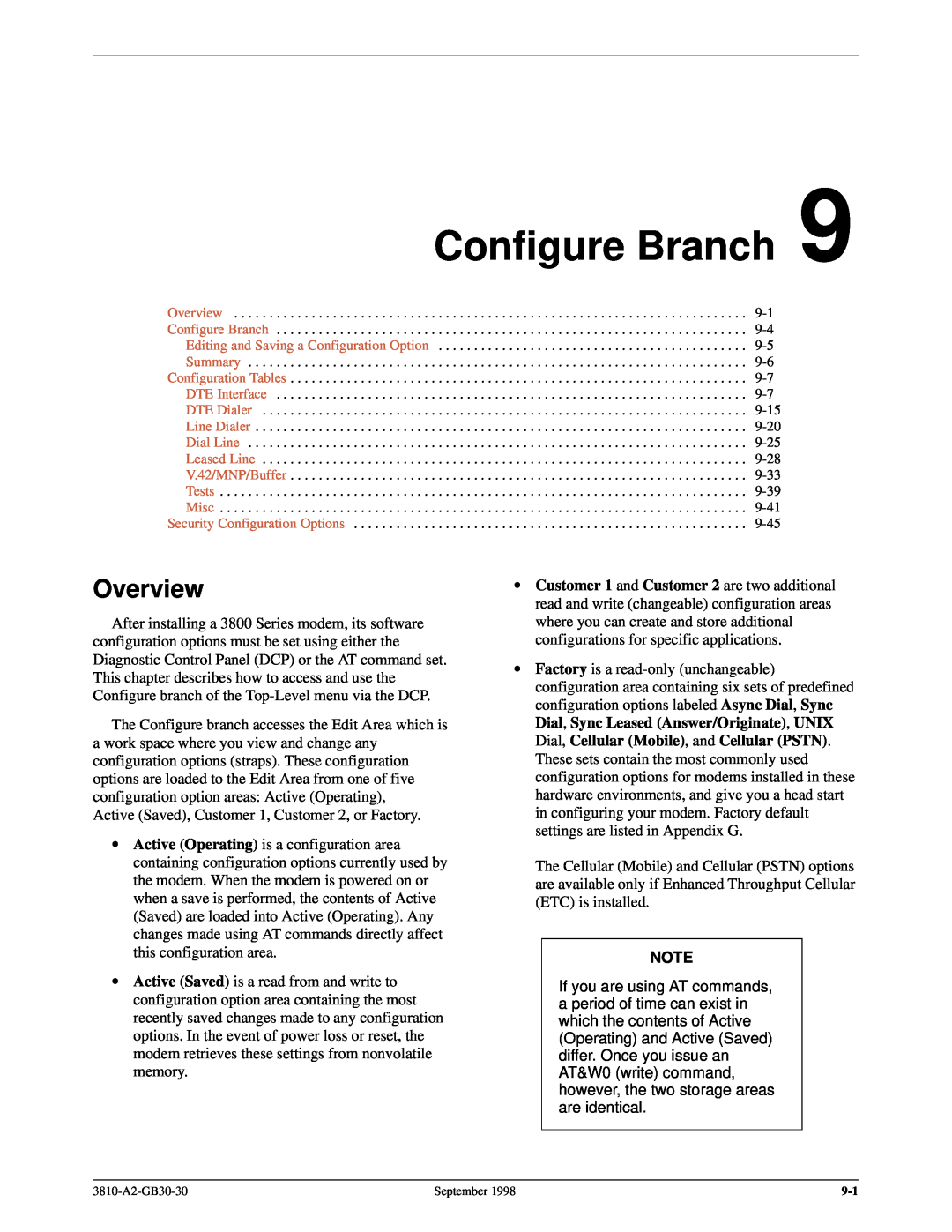 Paradyne 3800 manual Configure Branch, Overview 