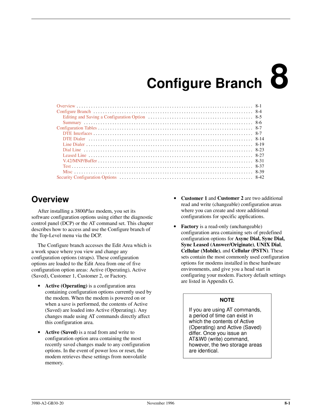 Paradyne 3800PLUS manual Configure Branch, Overview 