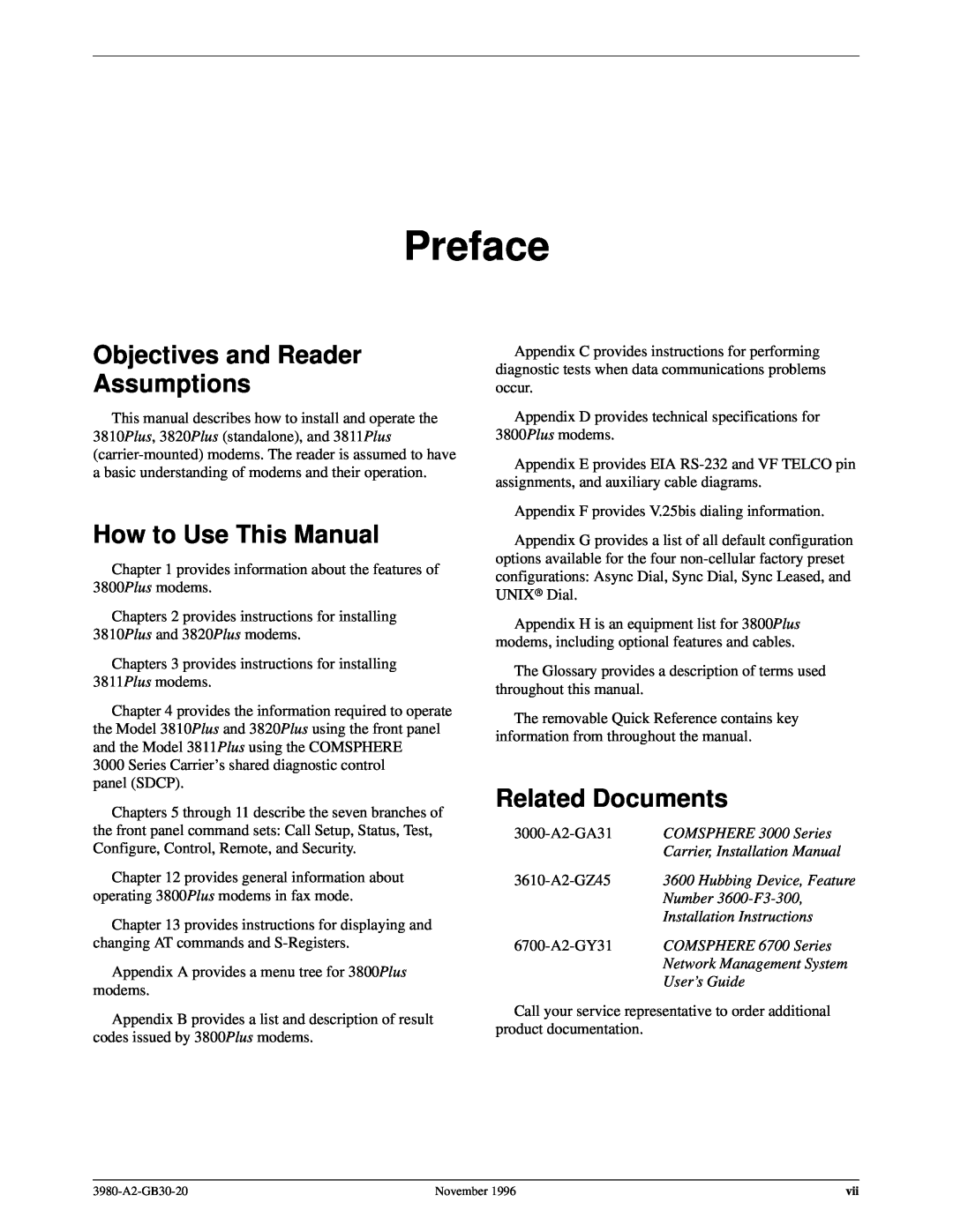 Paradyne 3800PLUS manual Preface, Objectives and Reader Assumptions, How to Use This Manual, Related Documents 