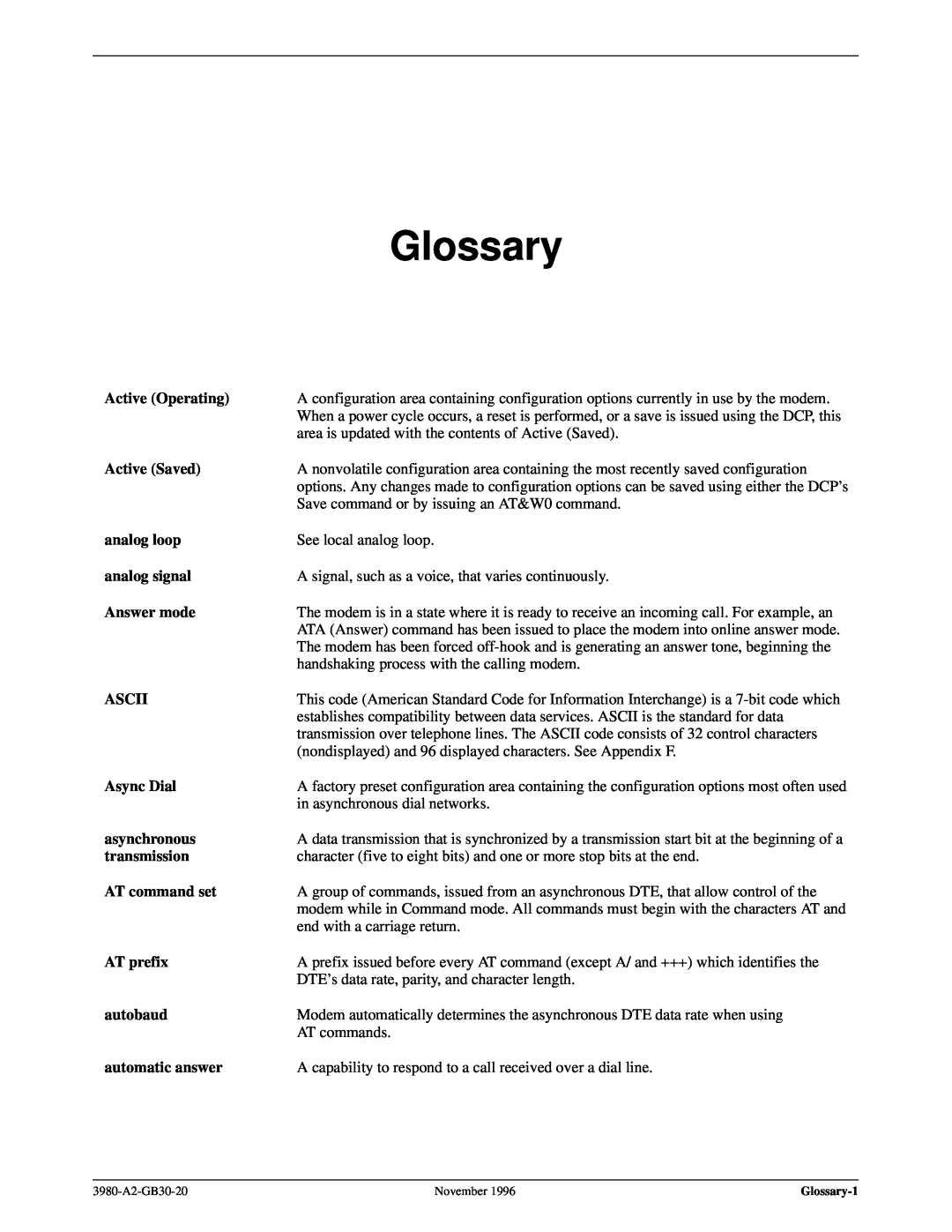 Paradyne 3800PLUS manual Glossary 