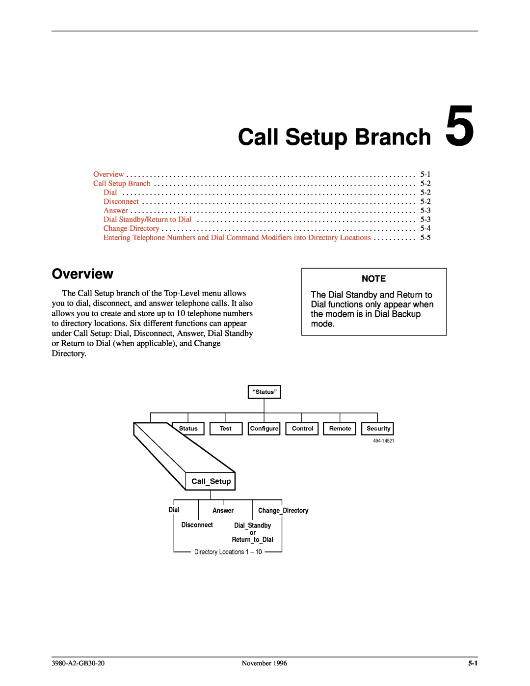 Paradyne 3800PLUS manual Call Setup Branch, Overview 