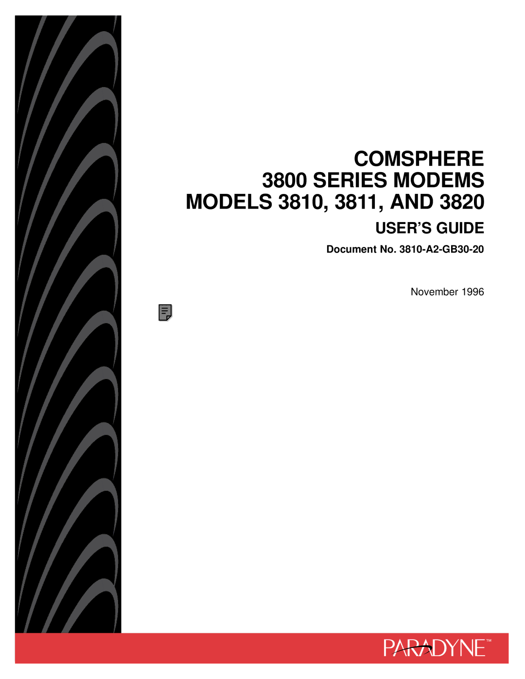 Paradyne manual Comsphere 3800 Series Modems Models 3810, 3811 