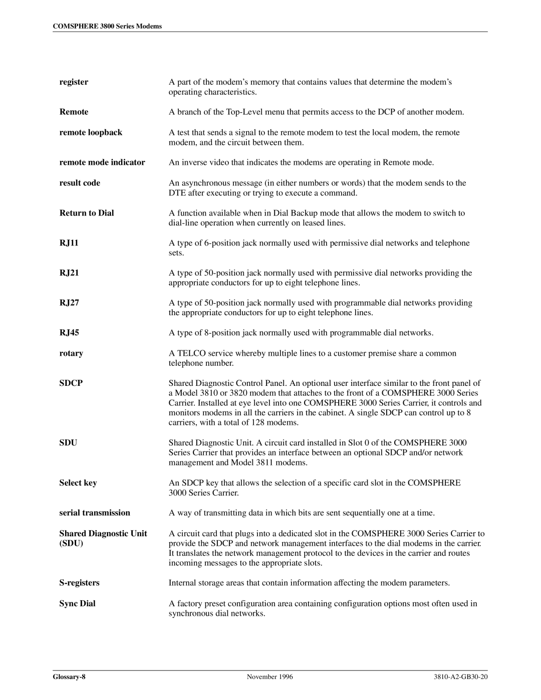 Paradyne 3810 manual Sdcp 