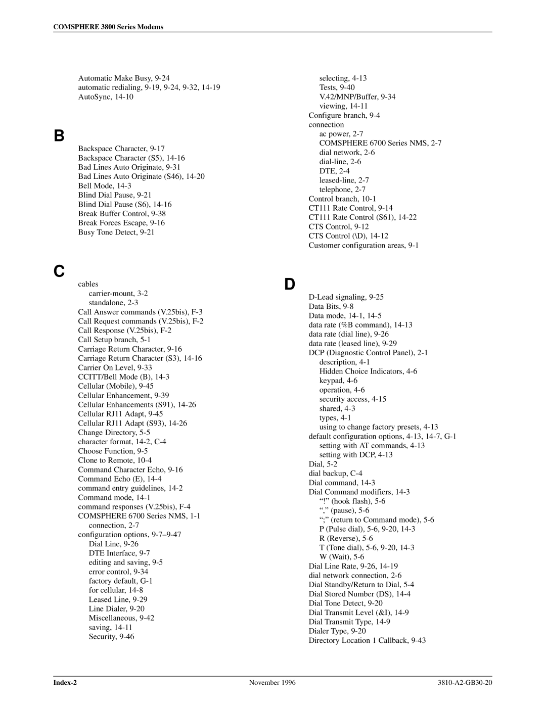 Paradyne 3810 manual Index-2 