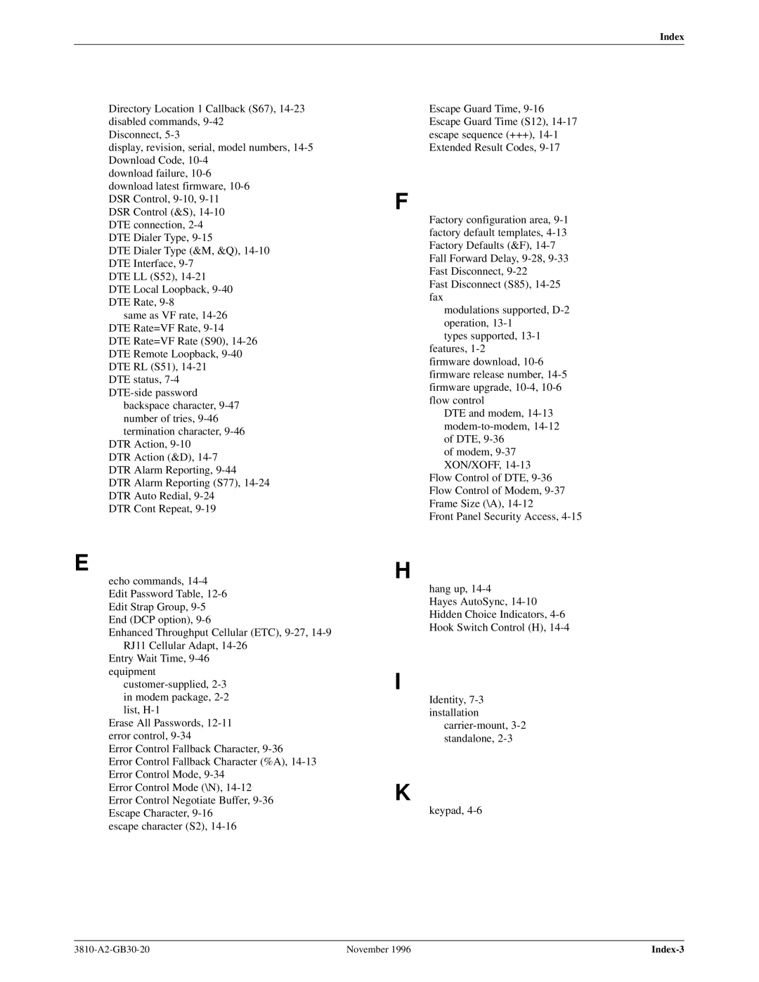 Paradyne 3810 manual Index 