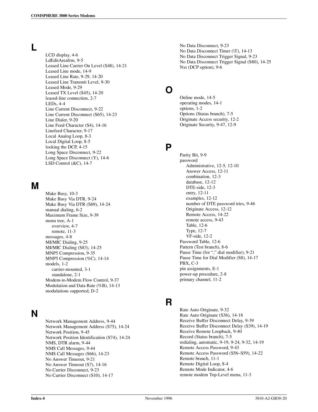 Paradyne 3810 manual Index-4 