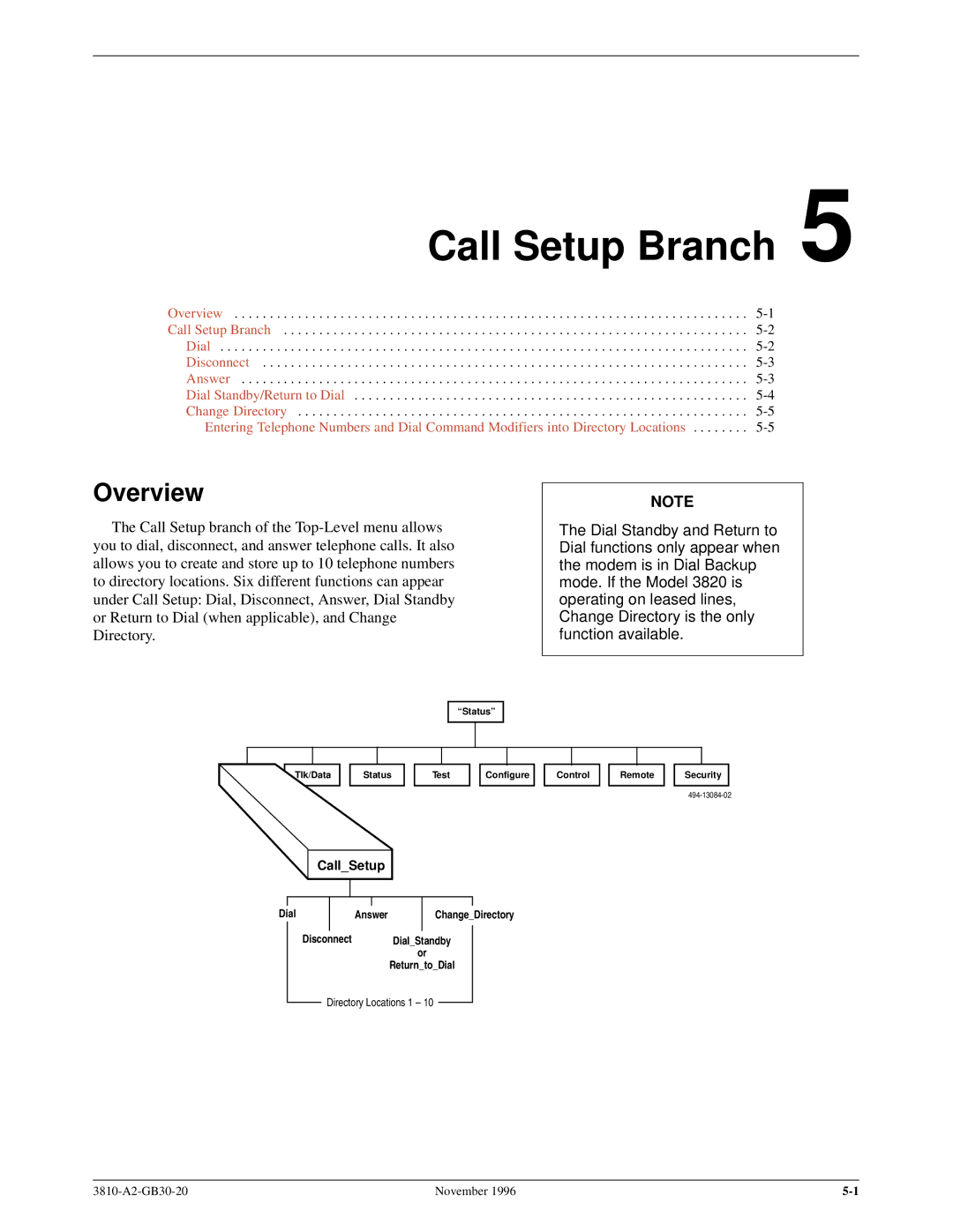 Paradyne 3810 manual Call Setup Branch, CallSetup 