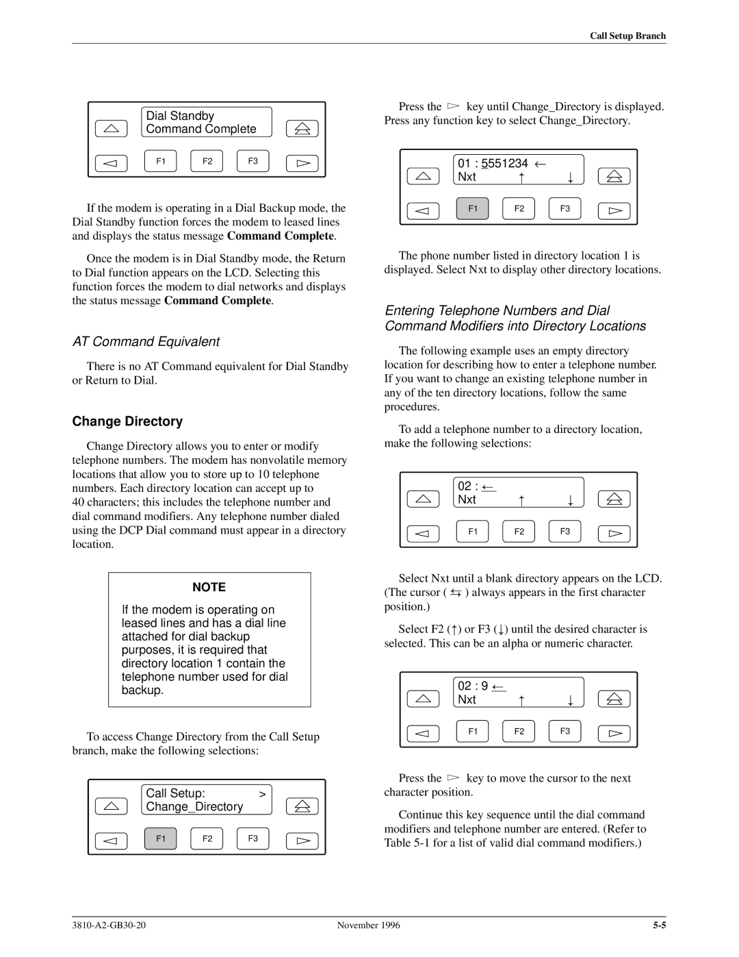 Paradyne 3810 manual Change Directory 