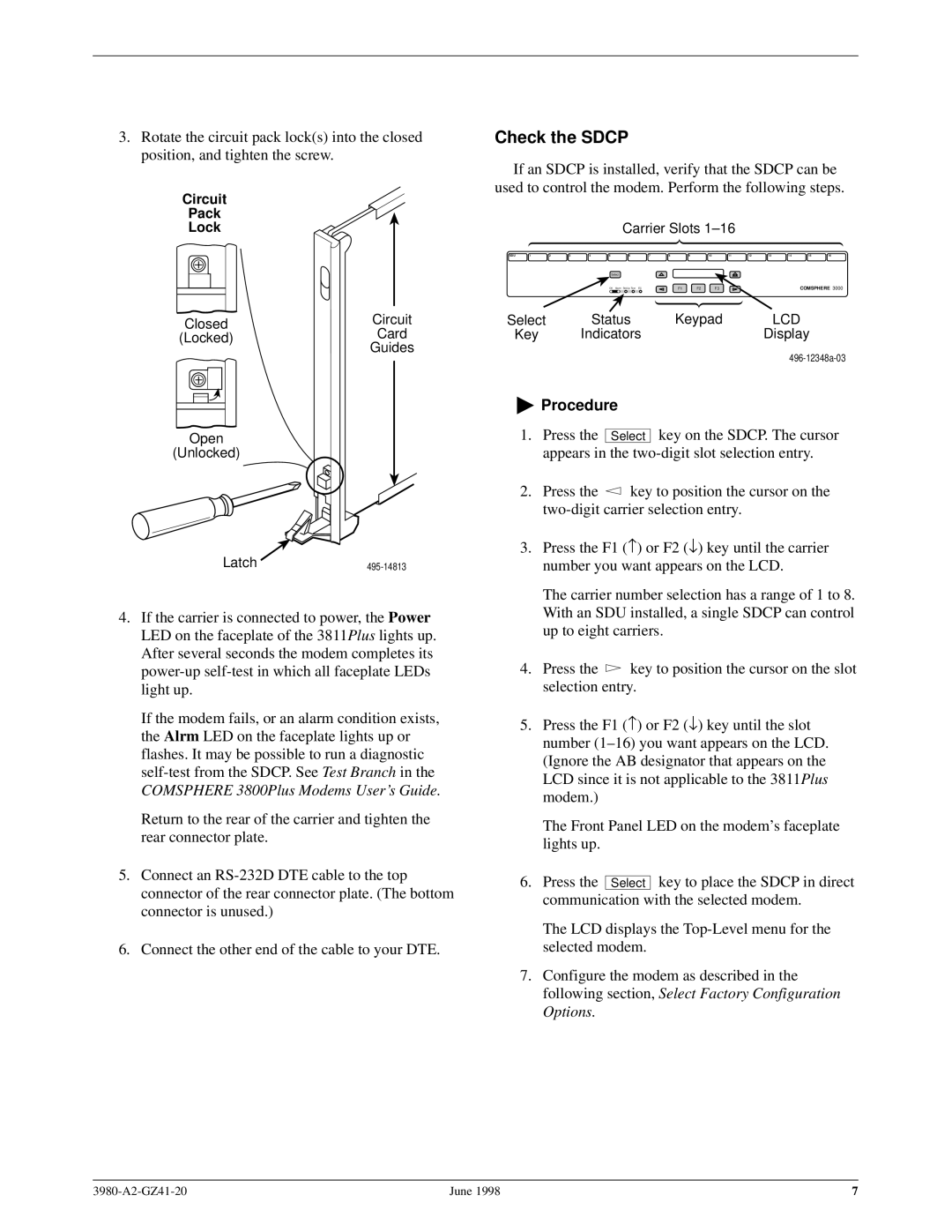 Paradyne 3811PLUS important safety instructions Check the Sdcp 