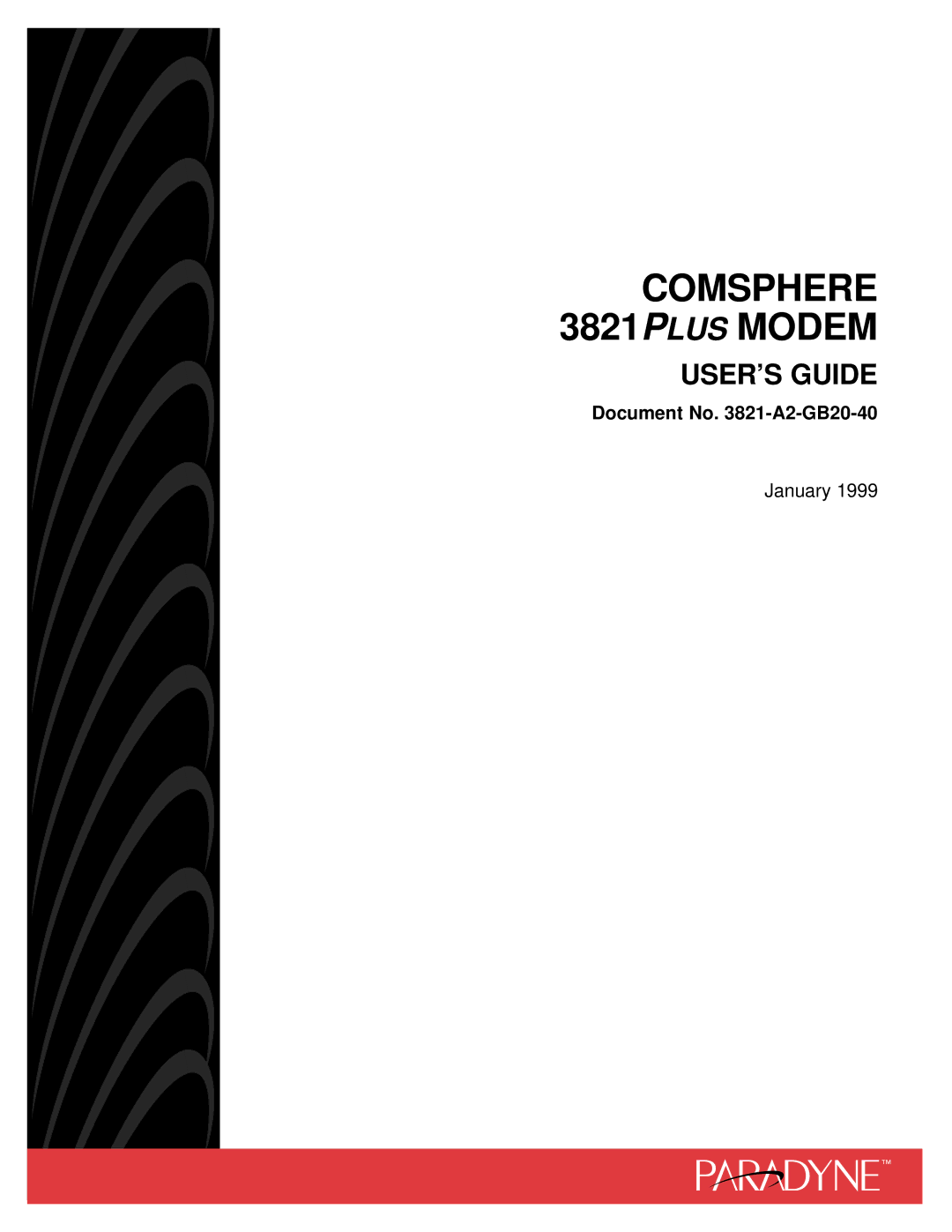 Paradyne manual Comsphere 3821PLUS Modem 