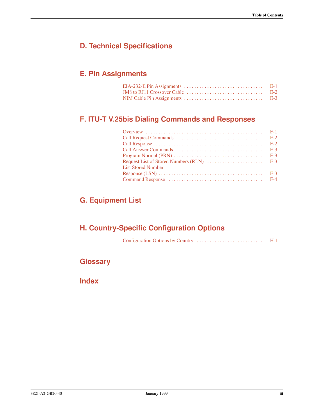 Paradyne 3821PLUS manual Technical Specifications Pin Assignments 