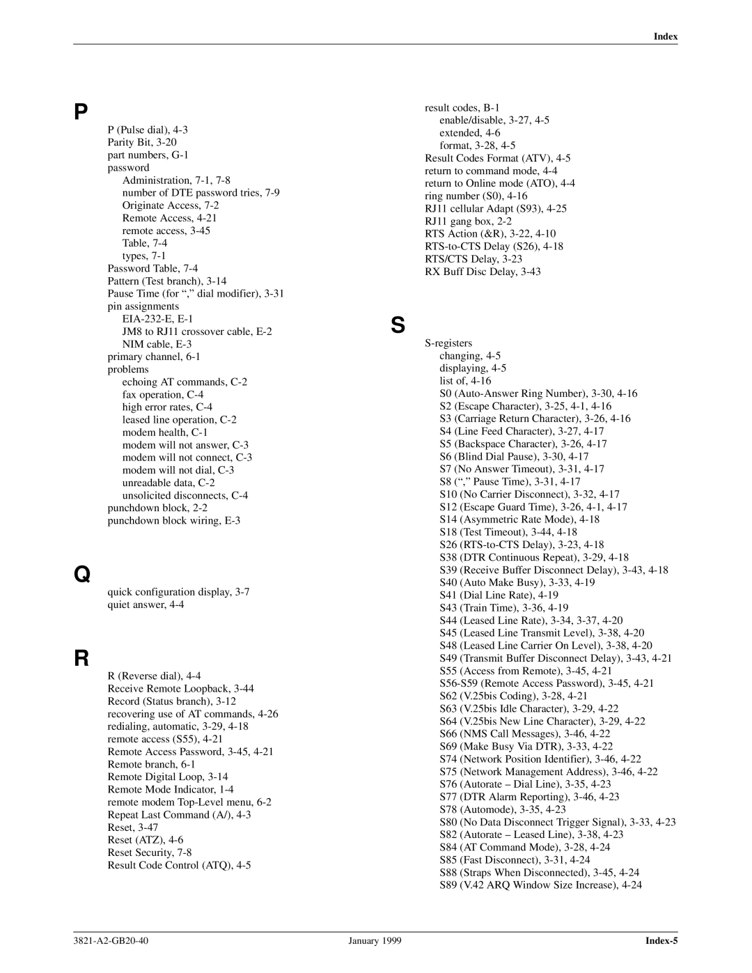 Paradyne 3821PLUS manual Index-5 