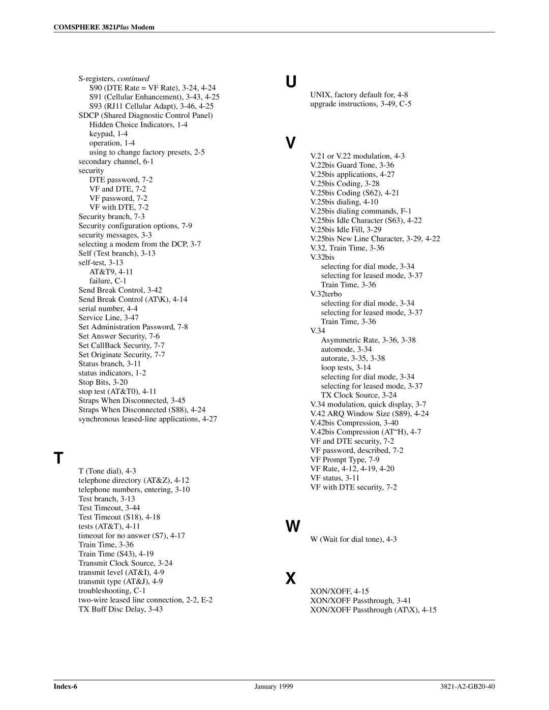 Paradyne 3821PLUS manual Index-6 