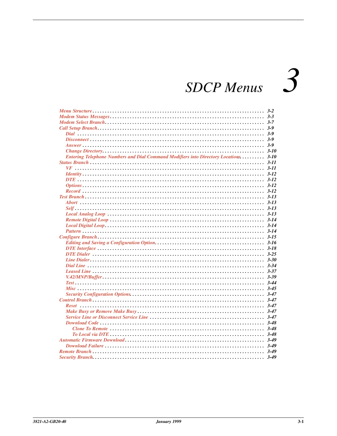 Paradyne 3821PLUS manual Sdcp Menus 