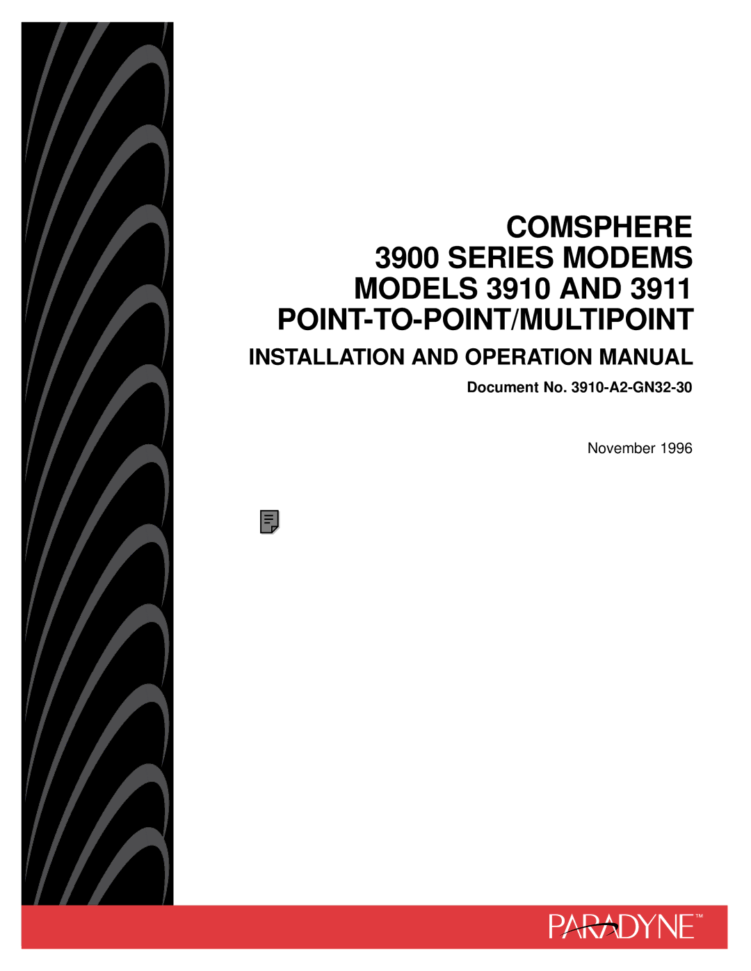 Paradyne 3910 operation manual Document No -A2-GN32-30 