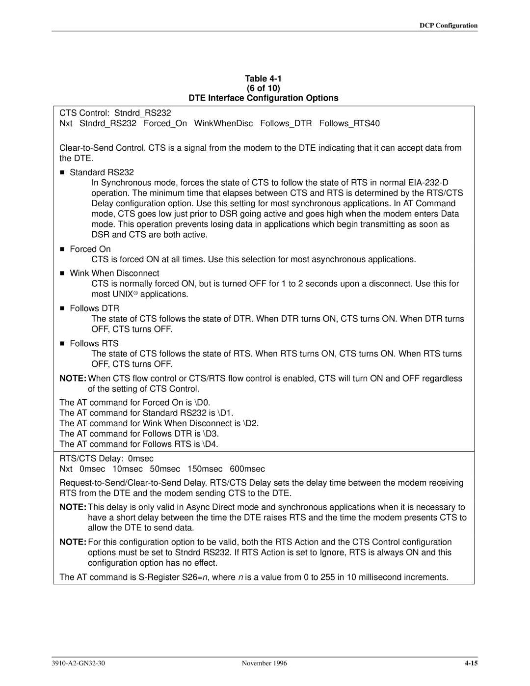 Paradyne 3910 operation manual DTE Interface Configuration Options 