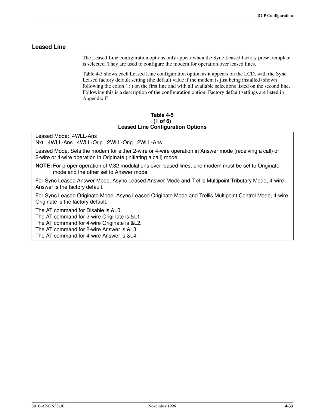 Paradyne 3910 operation manual Leased Line Configuration Options 