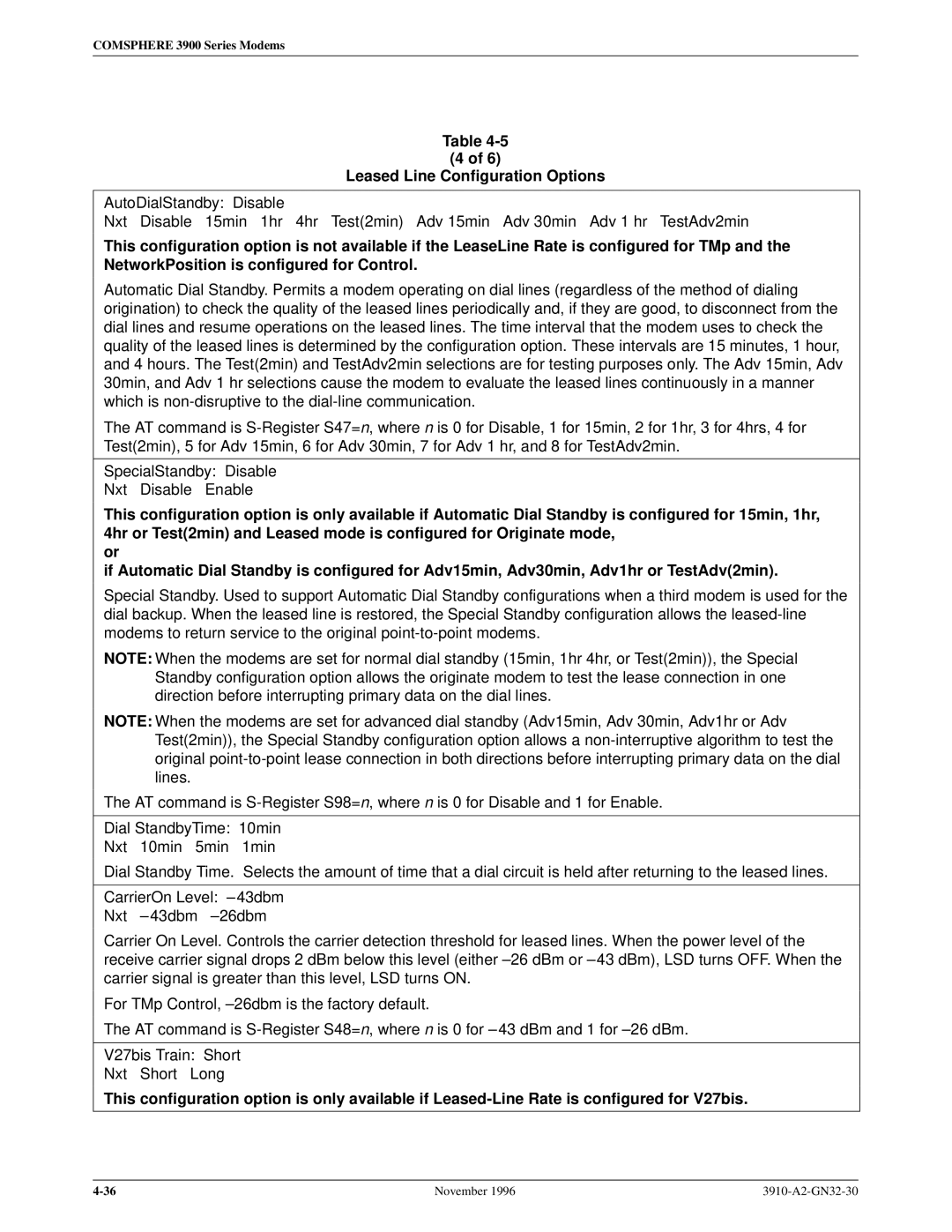 Paradyne 3910 operation manual Leased Line Configuration Options 