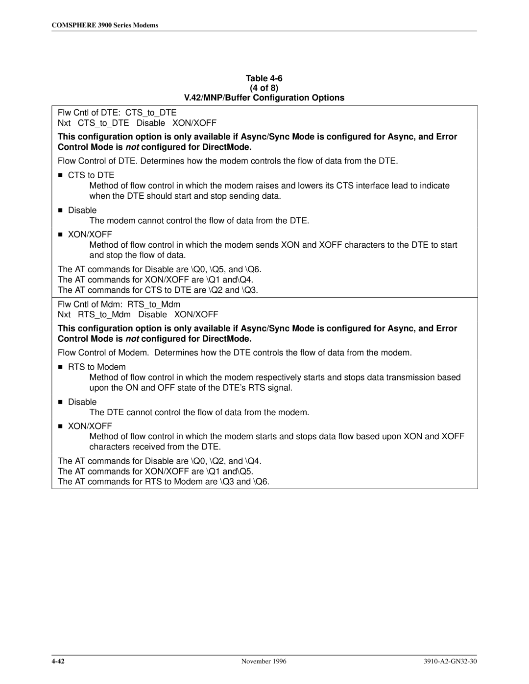 Paradyne 3910 operation manual Flw Cntl of DTE CTStoDTE Nxt CTStoDTE Disable XON/XOFF, Xon/Xoff 