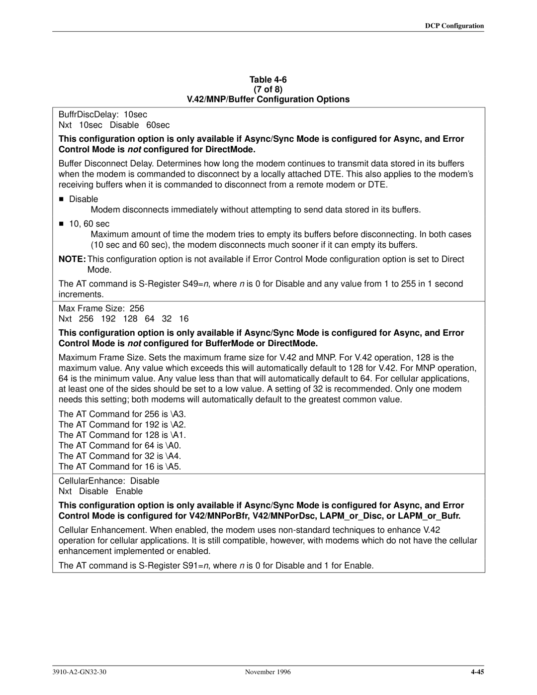 Paradyne 3910 operation manual BuffrDiscDelay 10sec Nxt 10sec Disable 60sec 