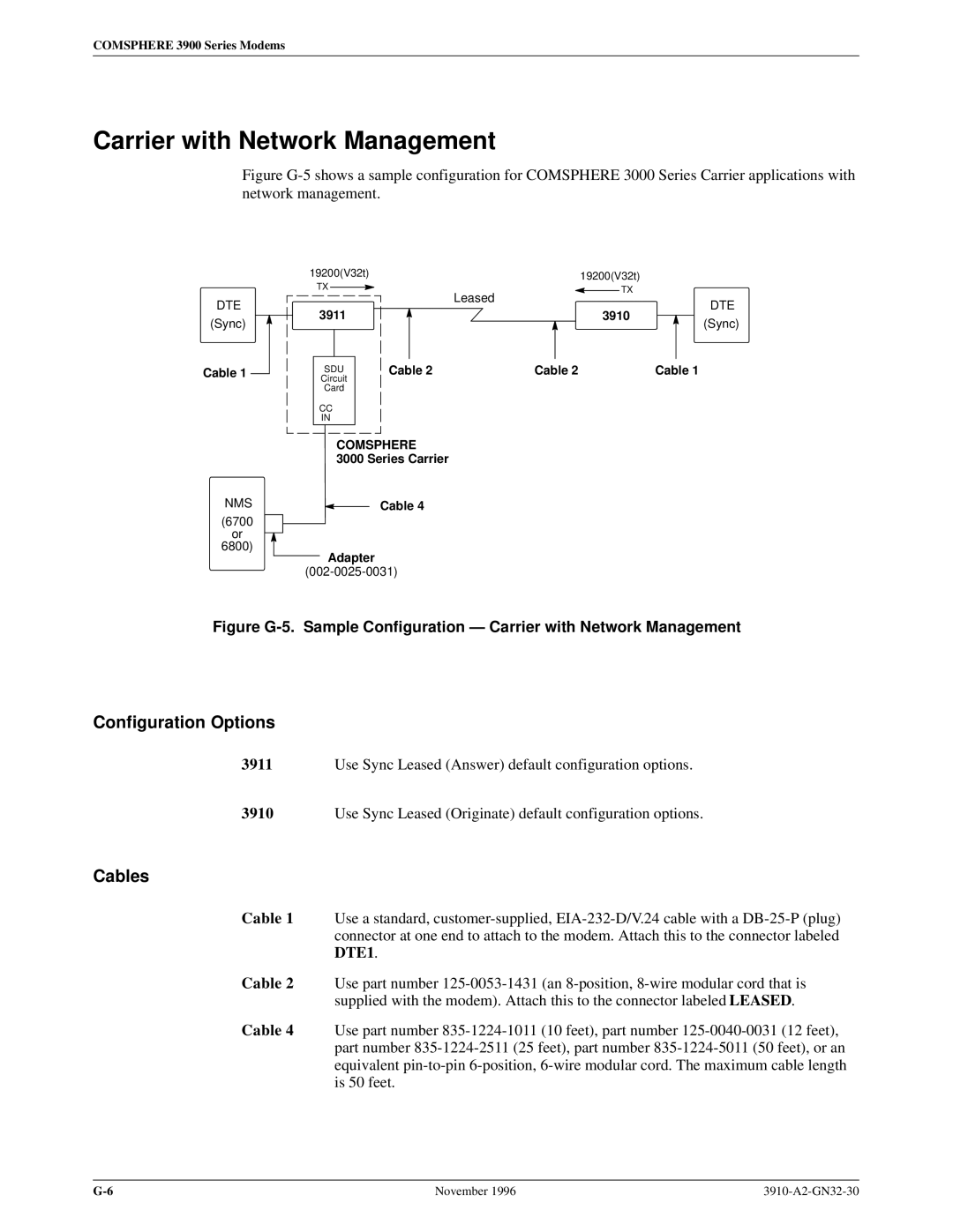 Paradyne 3910 operation manual Carrier with Network Management 