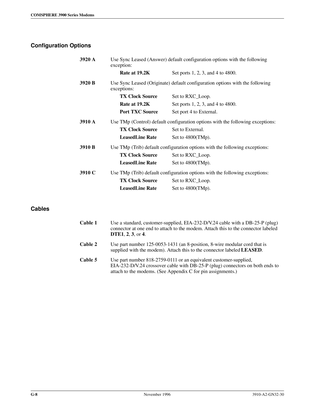 Paradyne 3910 operation manual Rate at 19.2K Set ports 1, 2, 3, and 4 to 