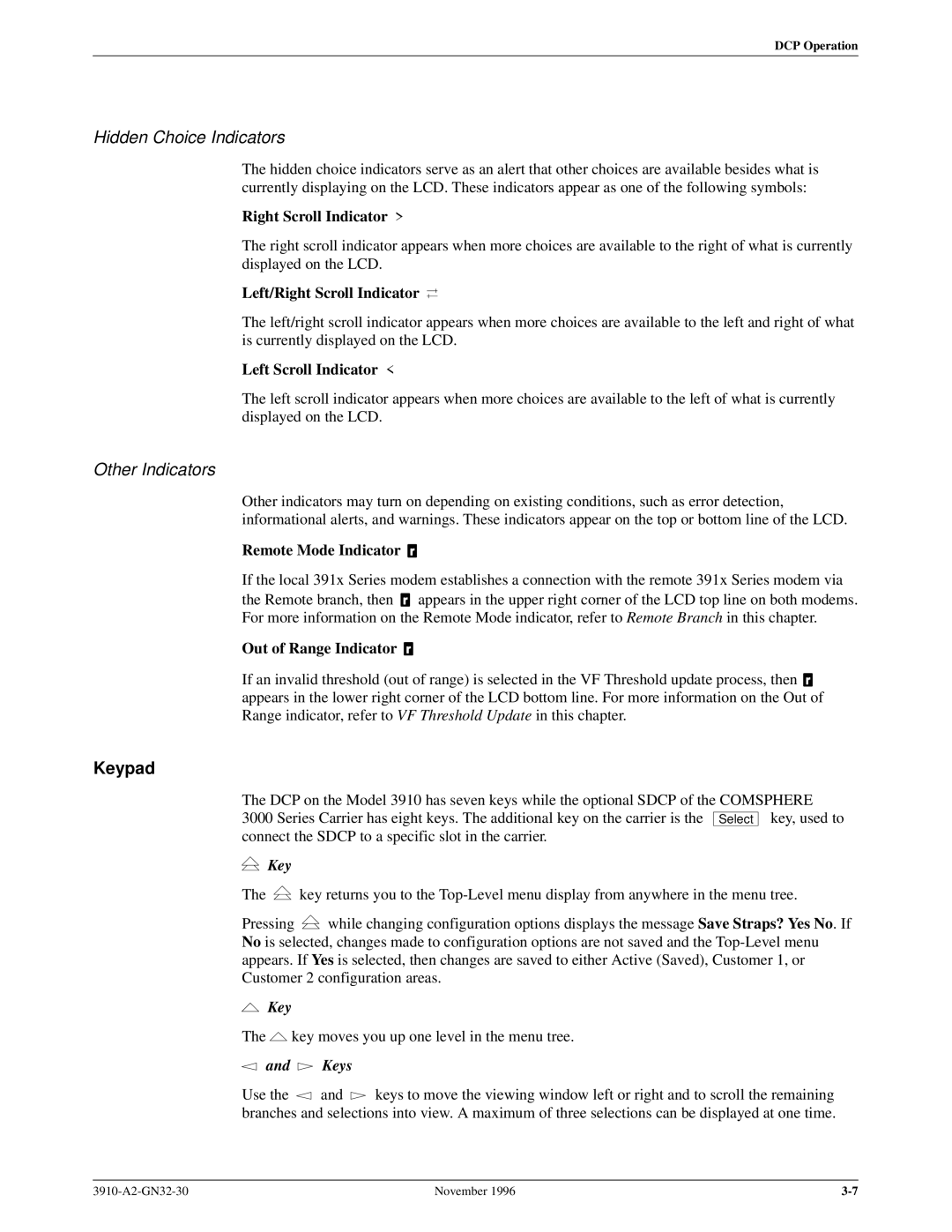 Paradyne 3910 operation manual Keypad 