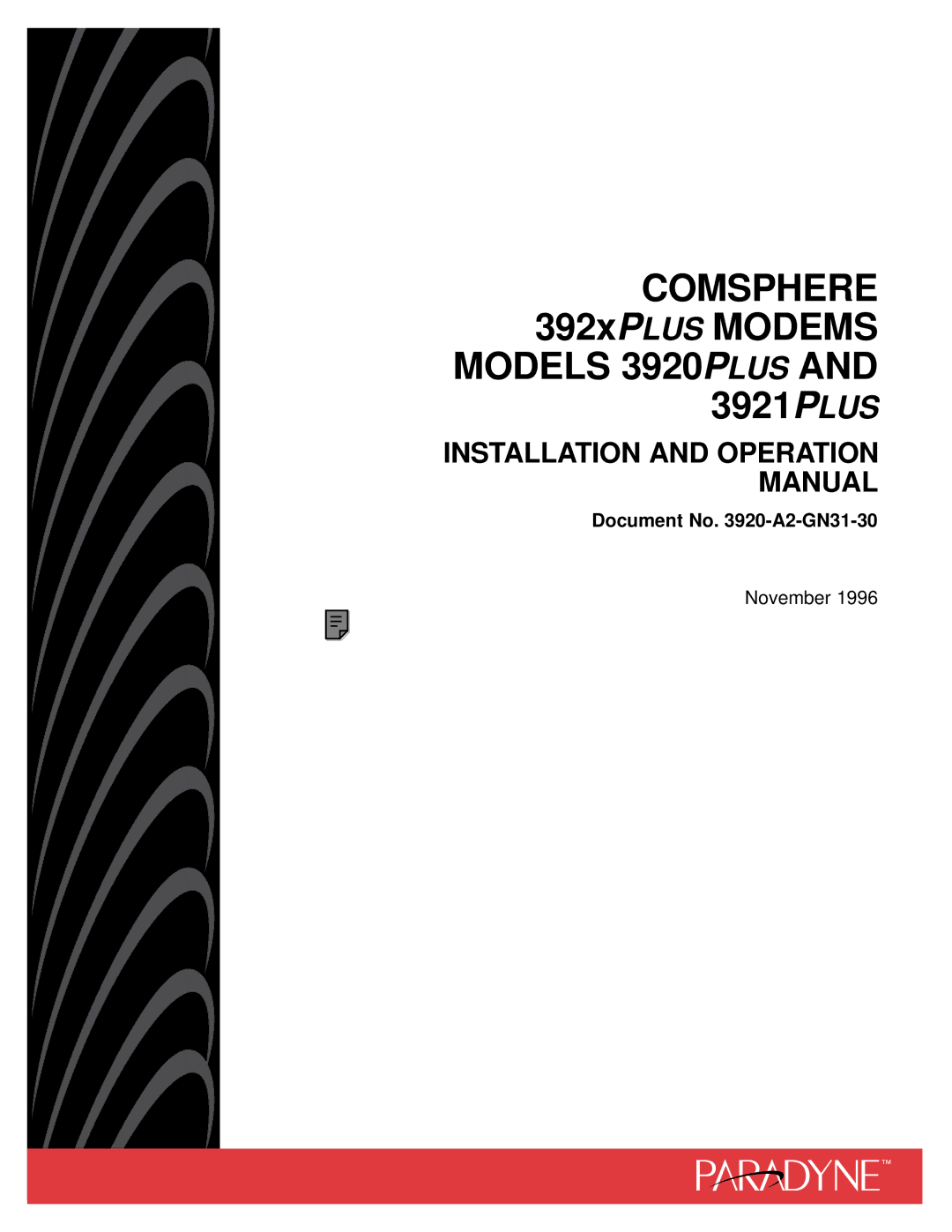 Paradyne 392xPLUS operation manual Comsphere 