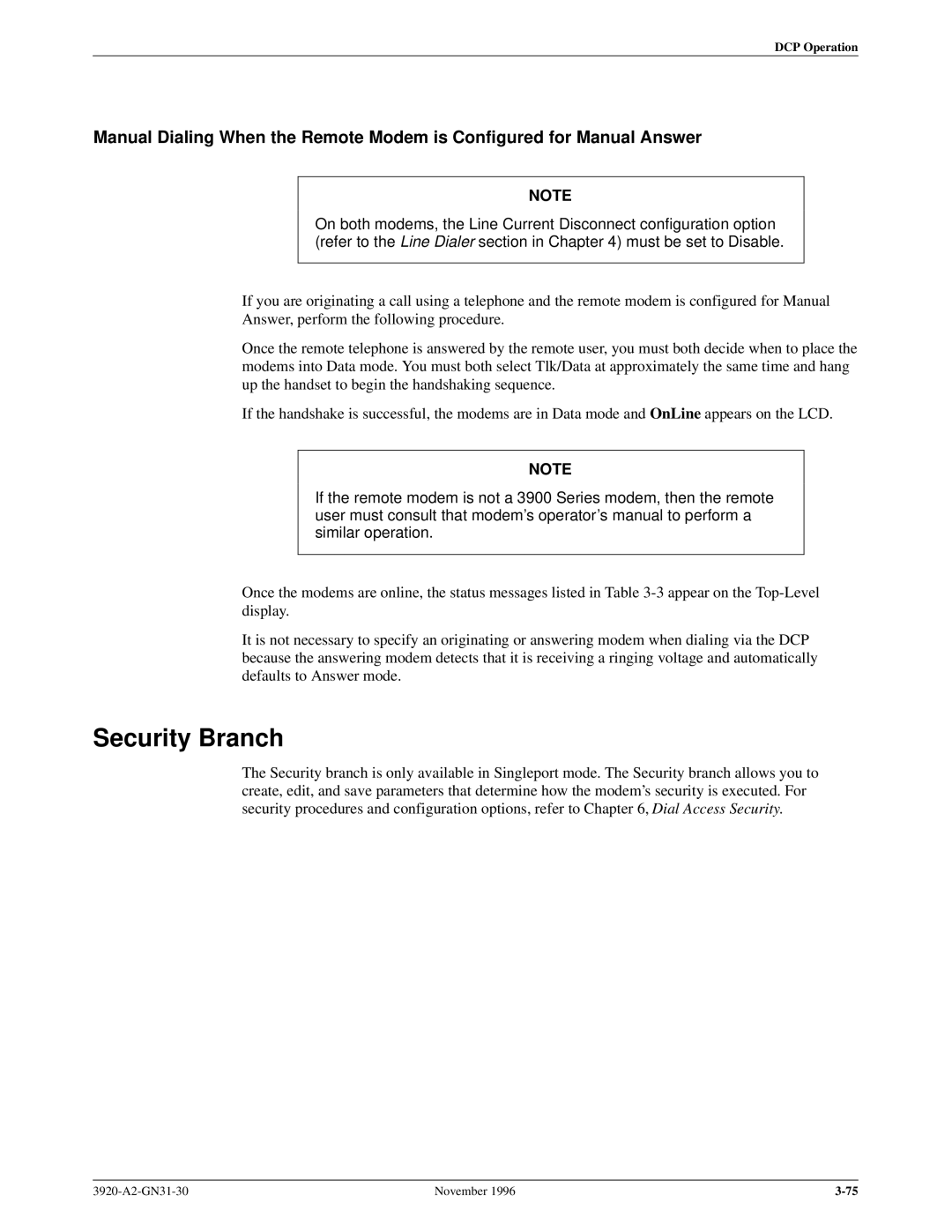 Paradyne 392xPLUS operation manual Security Branch 