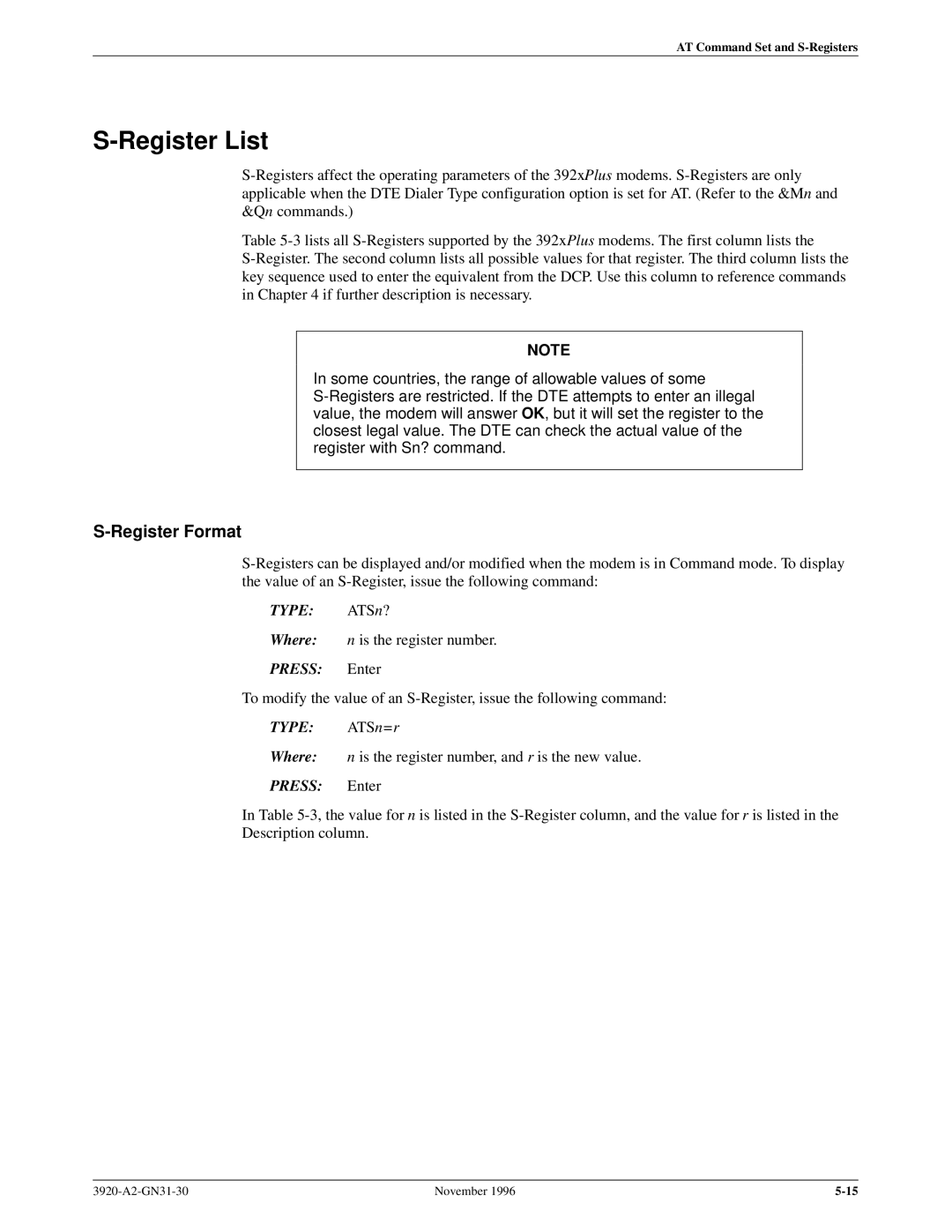 Paradyne 392xPLUS operation manual Register List, Register Format 