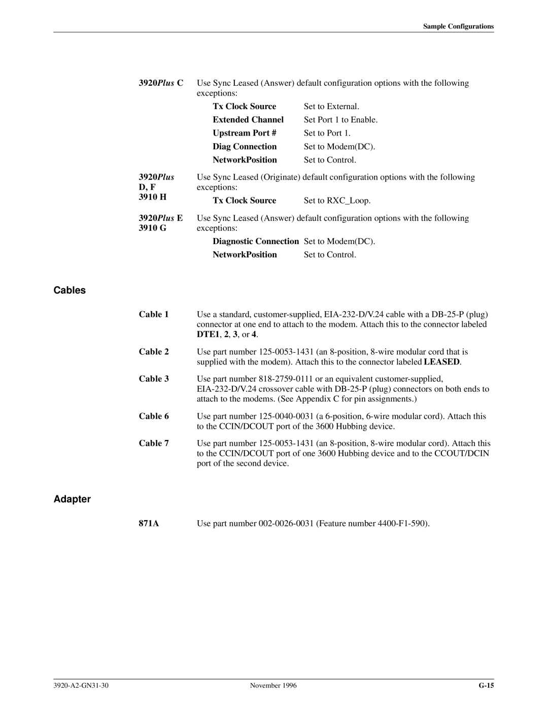 Paradyne 392xPLUS operation manual Adapter, 871A 