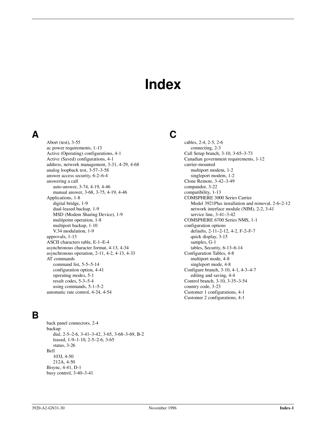 Paradyne 392xPLUS operation manual Index 