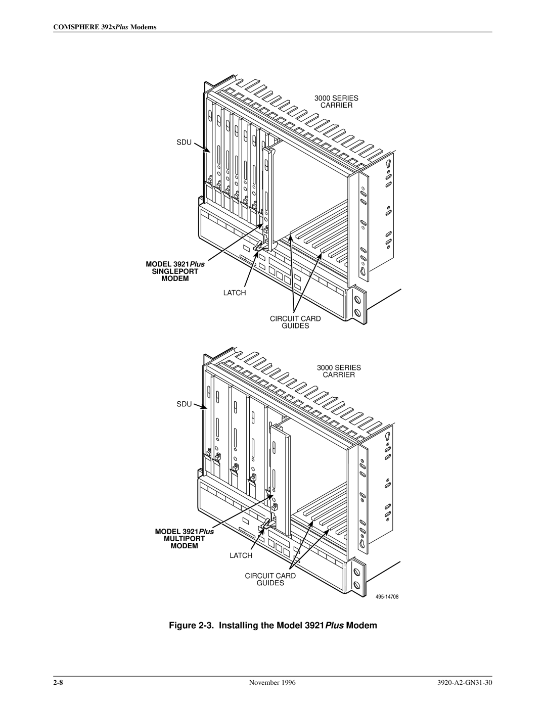 Paradyne 392xPLUS operation manual Installing the Model 3921Plus Modem 