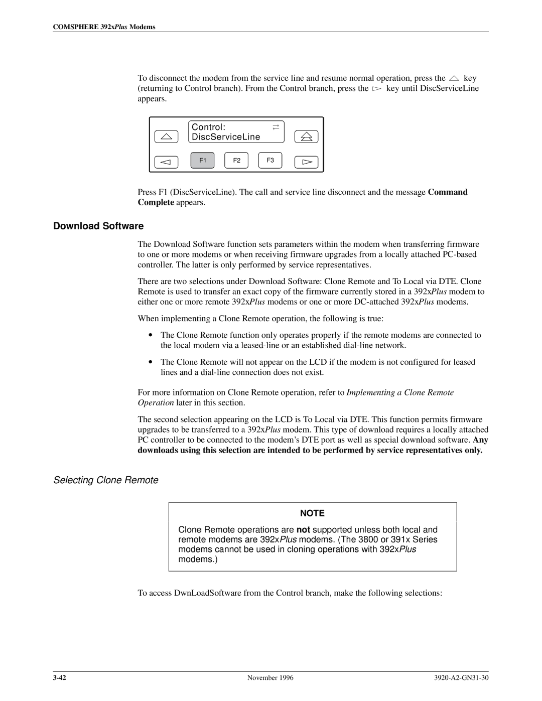 Paradyne 392xPLUS operation manual Download Software, Control DiscServiceLine 