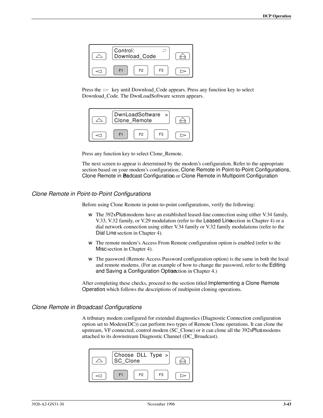 Paradyne 392xPLUS operation manual Control DownloadCode, DwnLoadSoftware CloneRemote, Choose DLL Type SCClone 