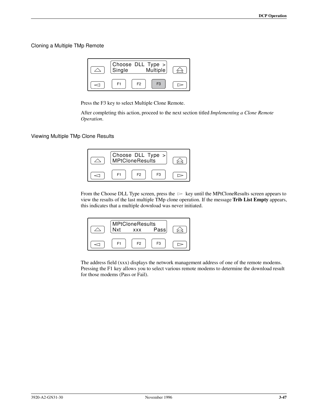 Paradyne 392xPLUS operation manual MPtCloneResults Nxt xxx Pass 