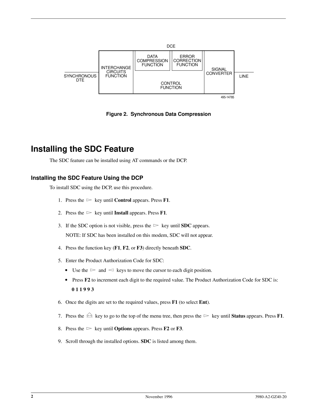 Paradyne 3980-A2-GZ40-20 manual Installing the SDC Feature Using the DCP 