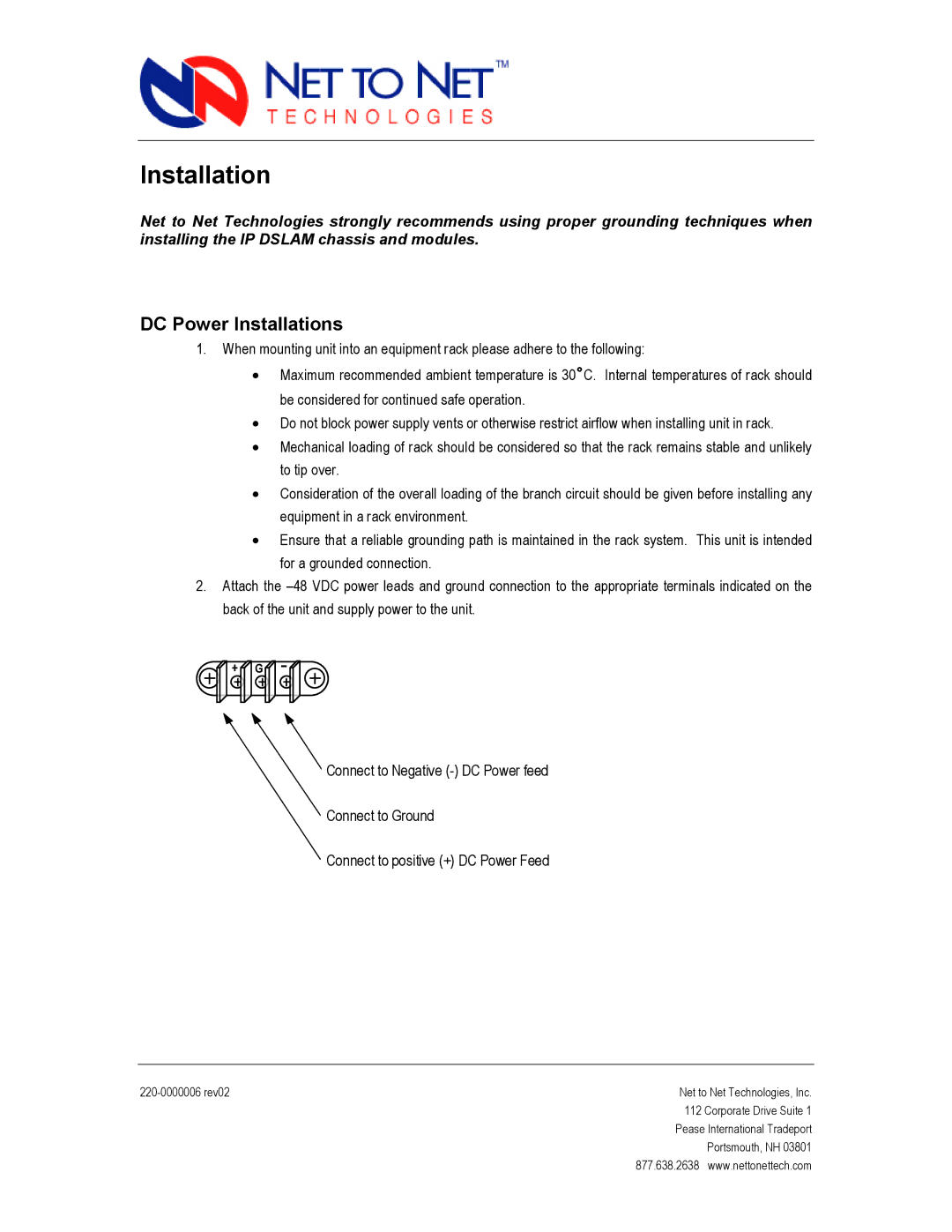 Paradyne 4000 manual DC Power Installations 