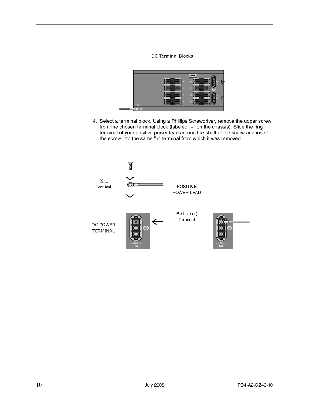 Paradyne 4000E installation instructions DC Power Terminal 