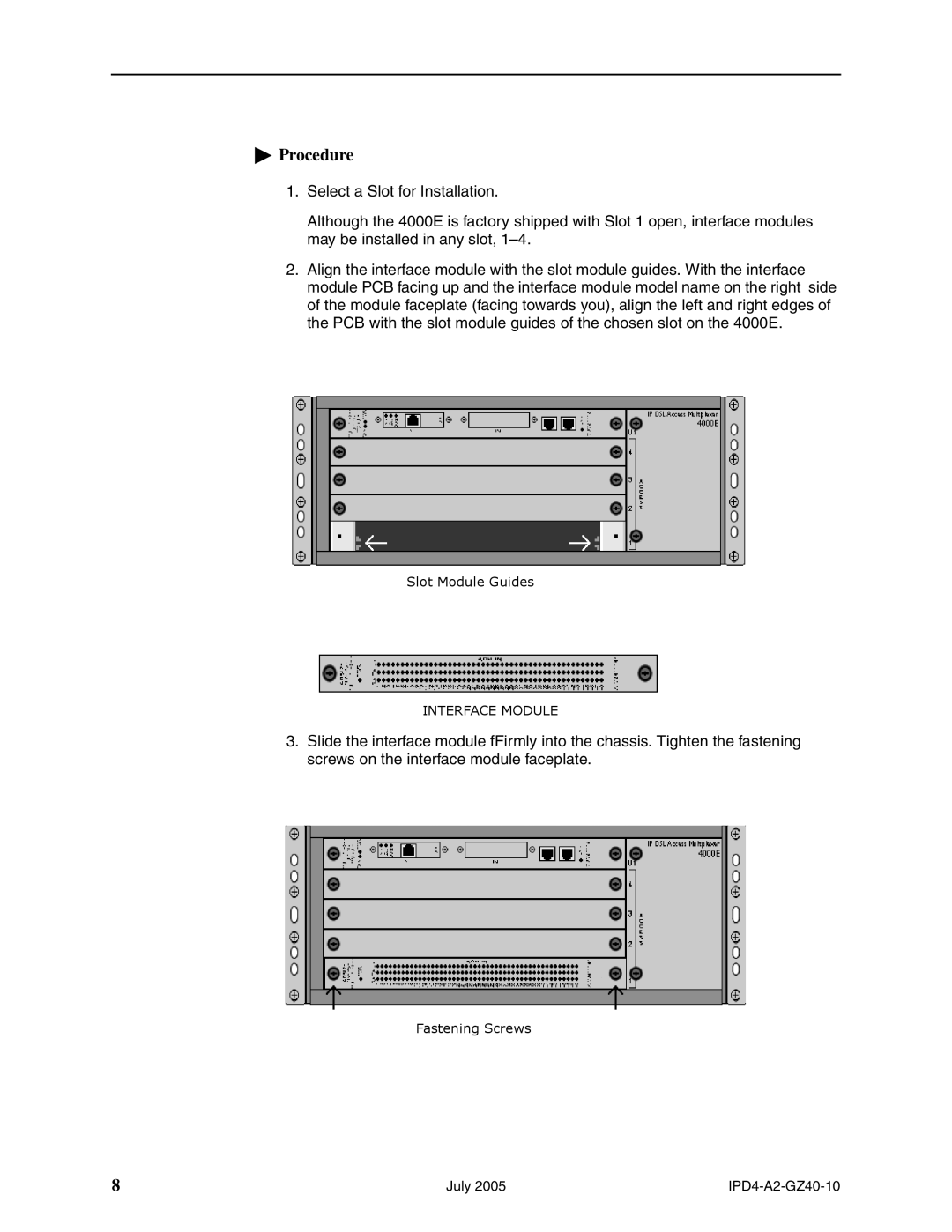 Paradyne 4000E installation instructions Interface Module 