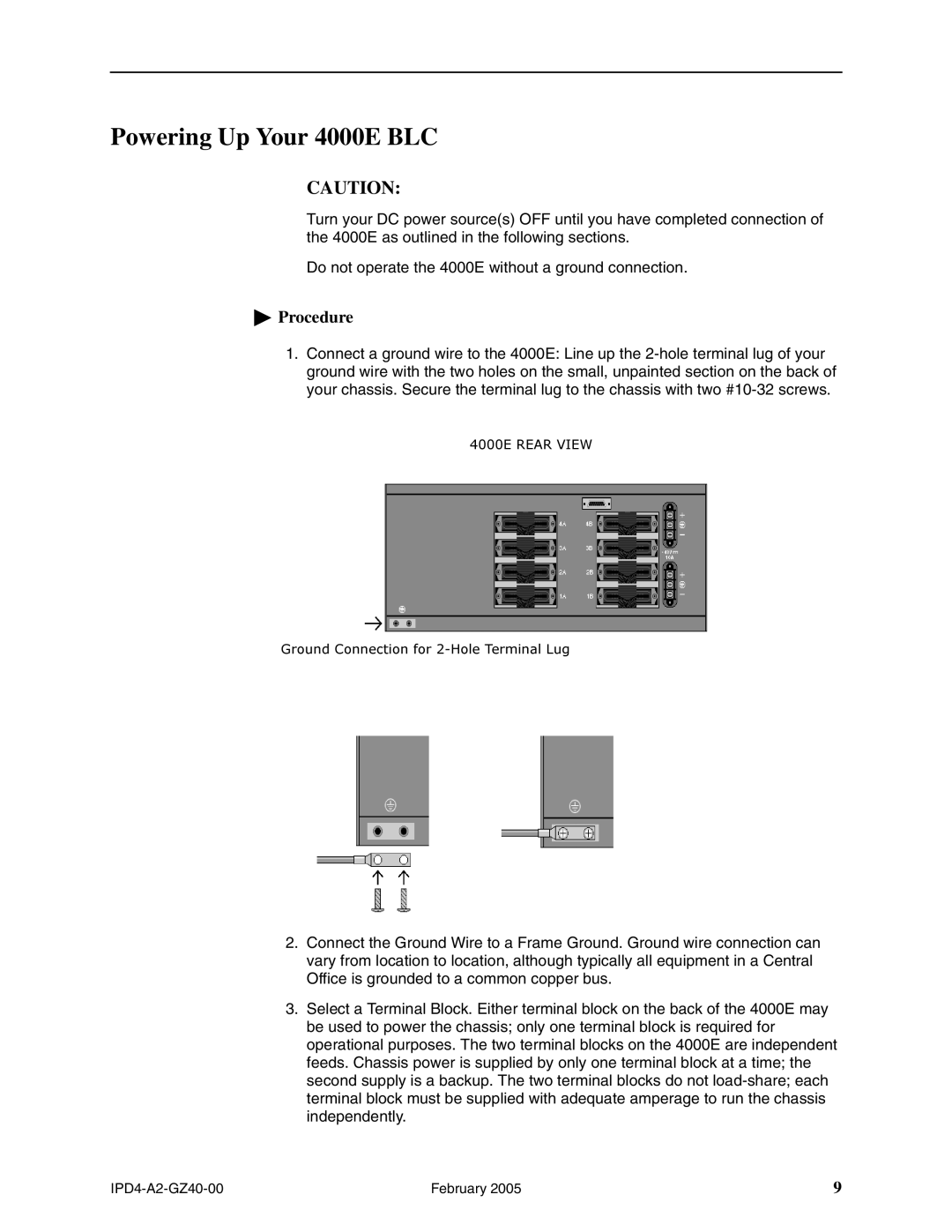 Paradyne installation instructions Powering Up Your 4000E BLC 