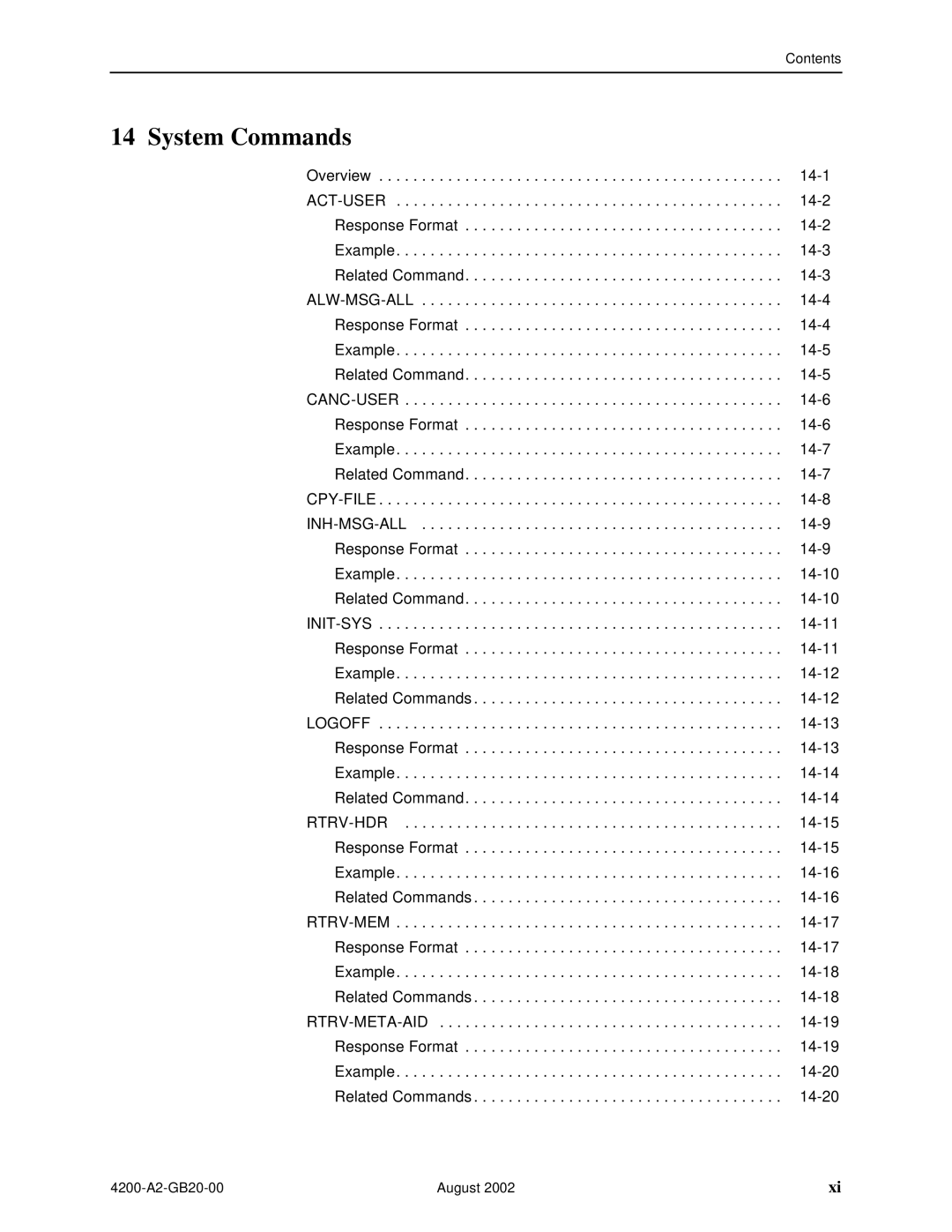 Paradyne 4200 manual System Commands 