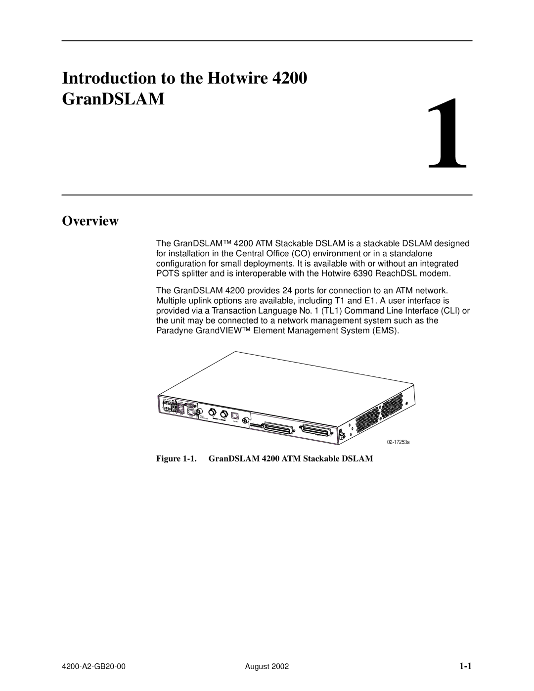 Paradyne 4200 manual Introduction to the Hotwire GranDSLAM, Overview 