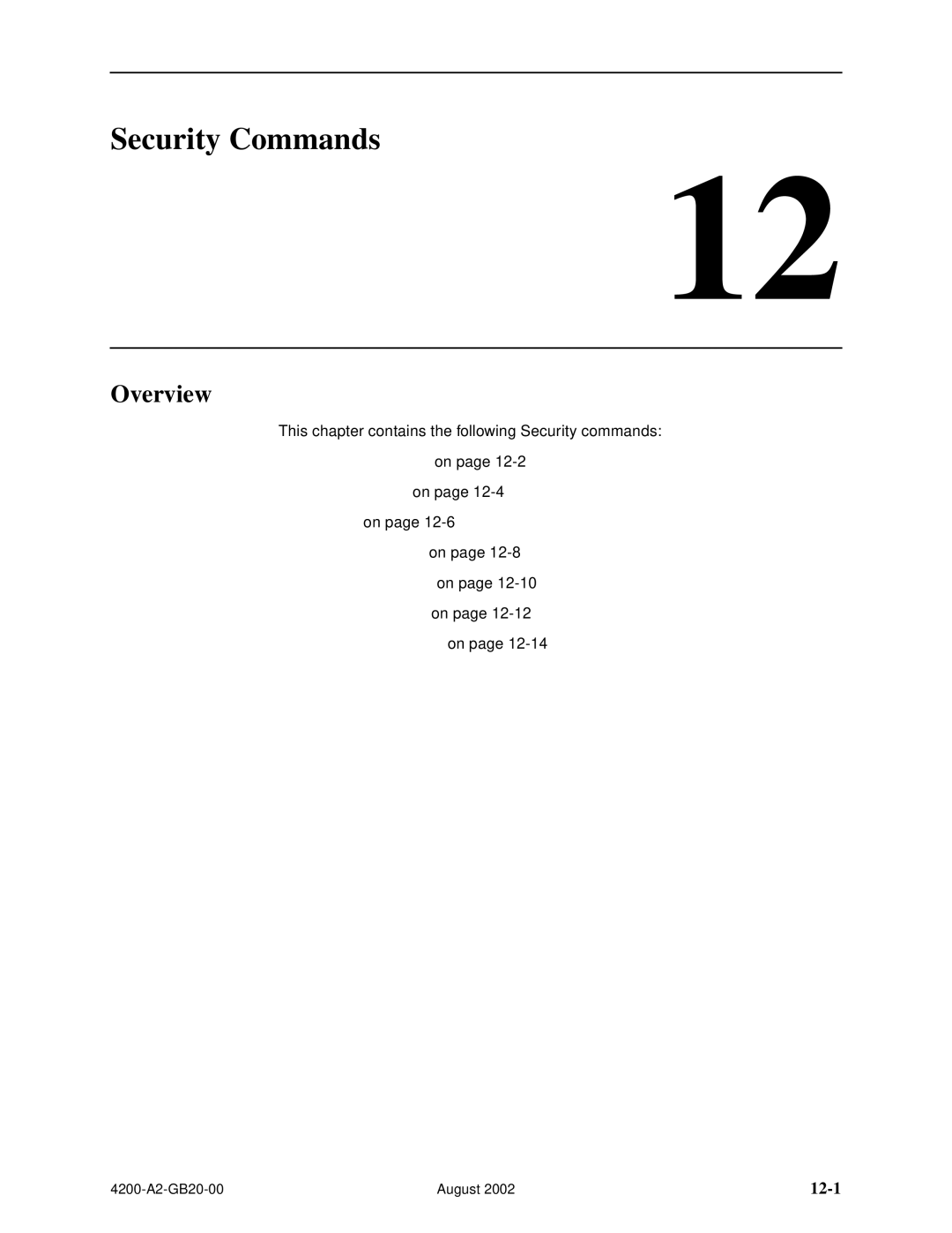 Paradyne 4200 manual Security Commands, 12-1 