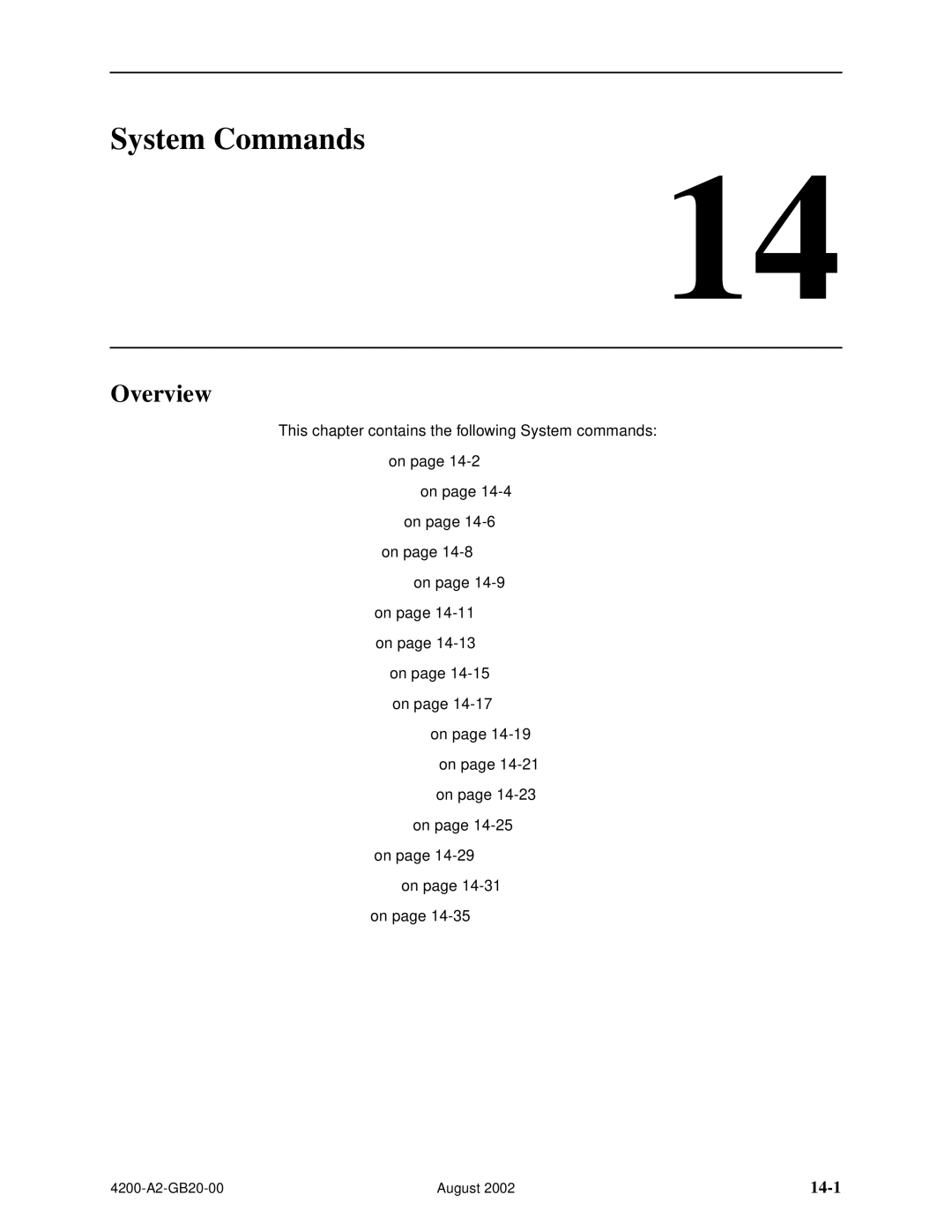 Paradyne 4200 manual System Commands, 14-1 