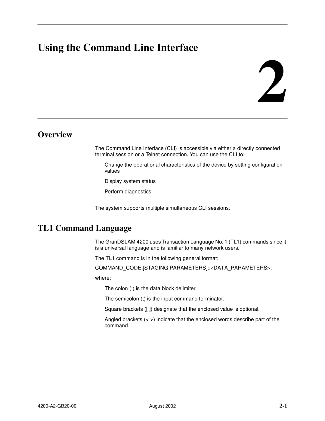 Paradyne 4200 manual Using the Command Line Interface, TL1 Command Language 