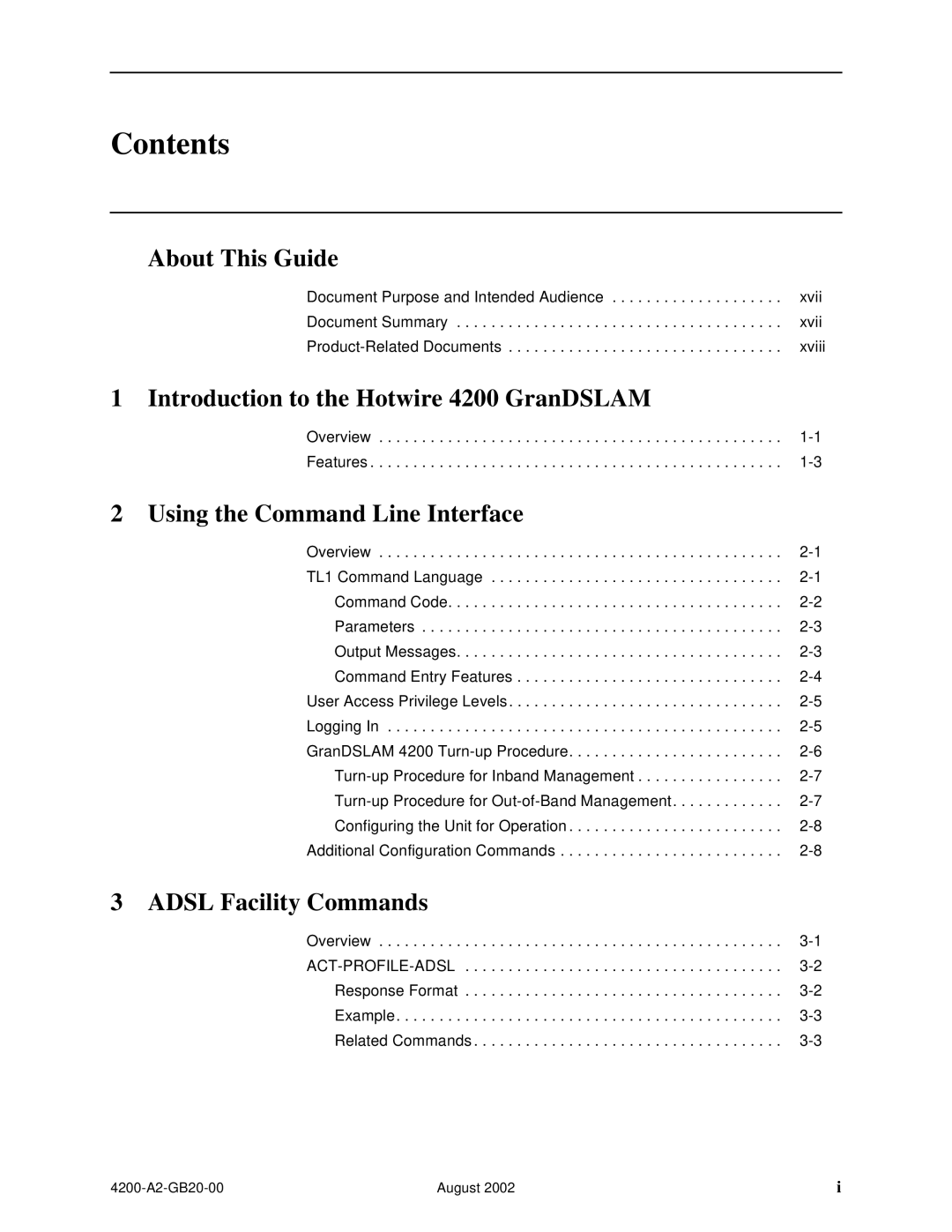 Paradyne 4200 manual Contents 