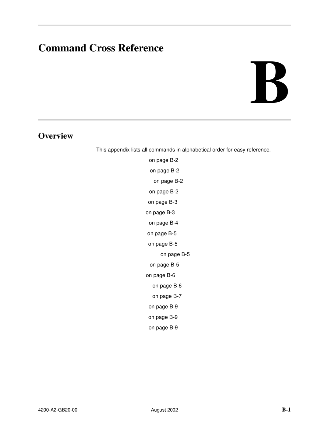 Paradyne 4200 manual Command Cross Reference 