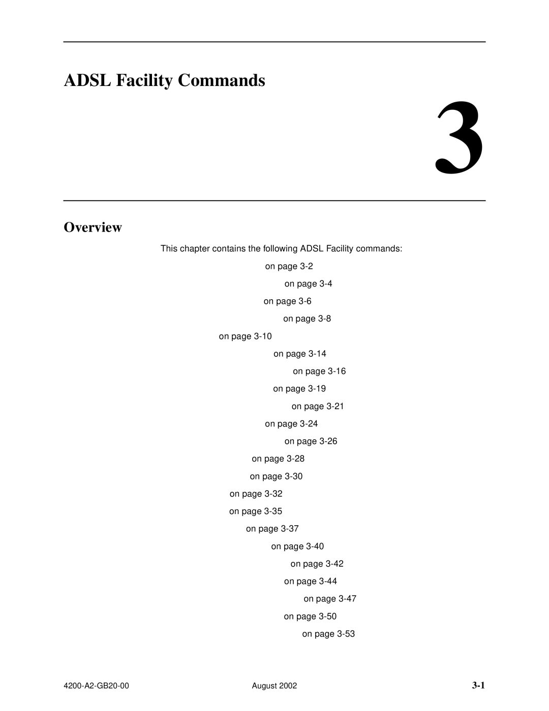 Paradyne 4200 manual Adsl Facility Commands, Overview 