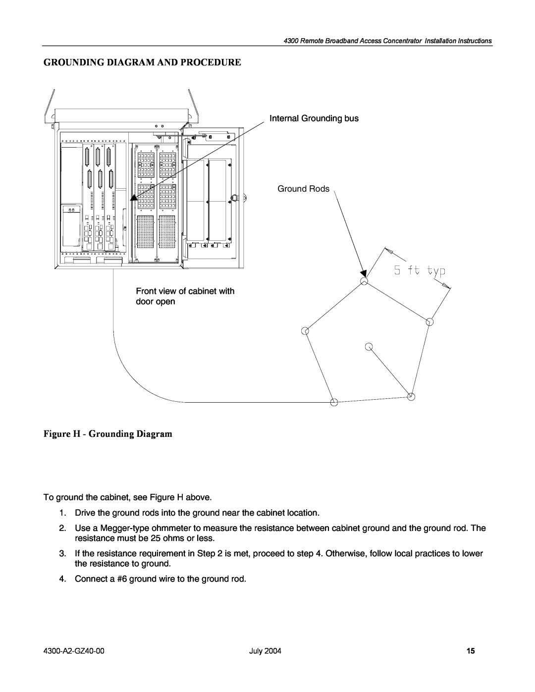 Paradyne 4300 installation instructions Grounding Diagram And Procedure, Figure H - Grounding Diagram 